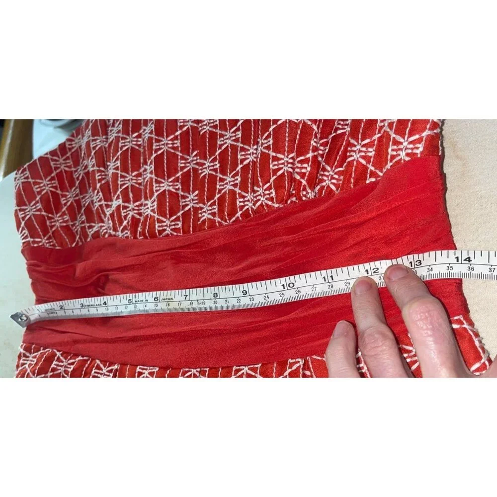 Frock Tracy Reese Dress Red Linen Silk Retro 50s PinUp Feminine Fun Womens 6 - Picture 10 of 14